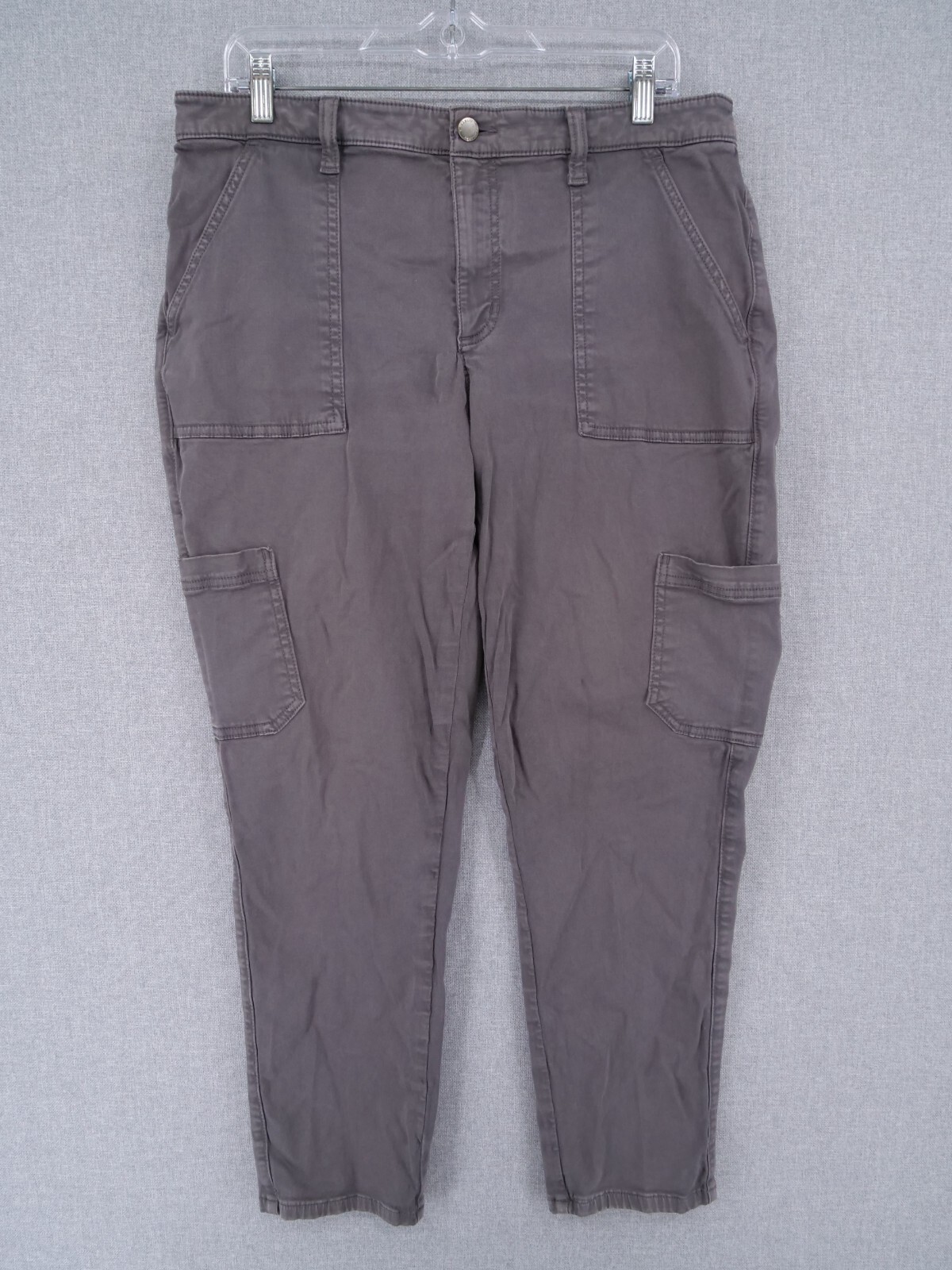 Womens Size 12 Gray Cargo Pockets Tapered Casual