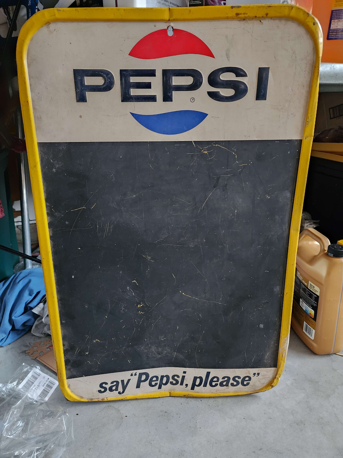 PEPSI ヴィンテージ　看板 VINTAGE 1965 PEPSI COLA SAY PEPSI TIN CHALKBOARD STOUT SIGN