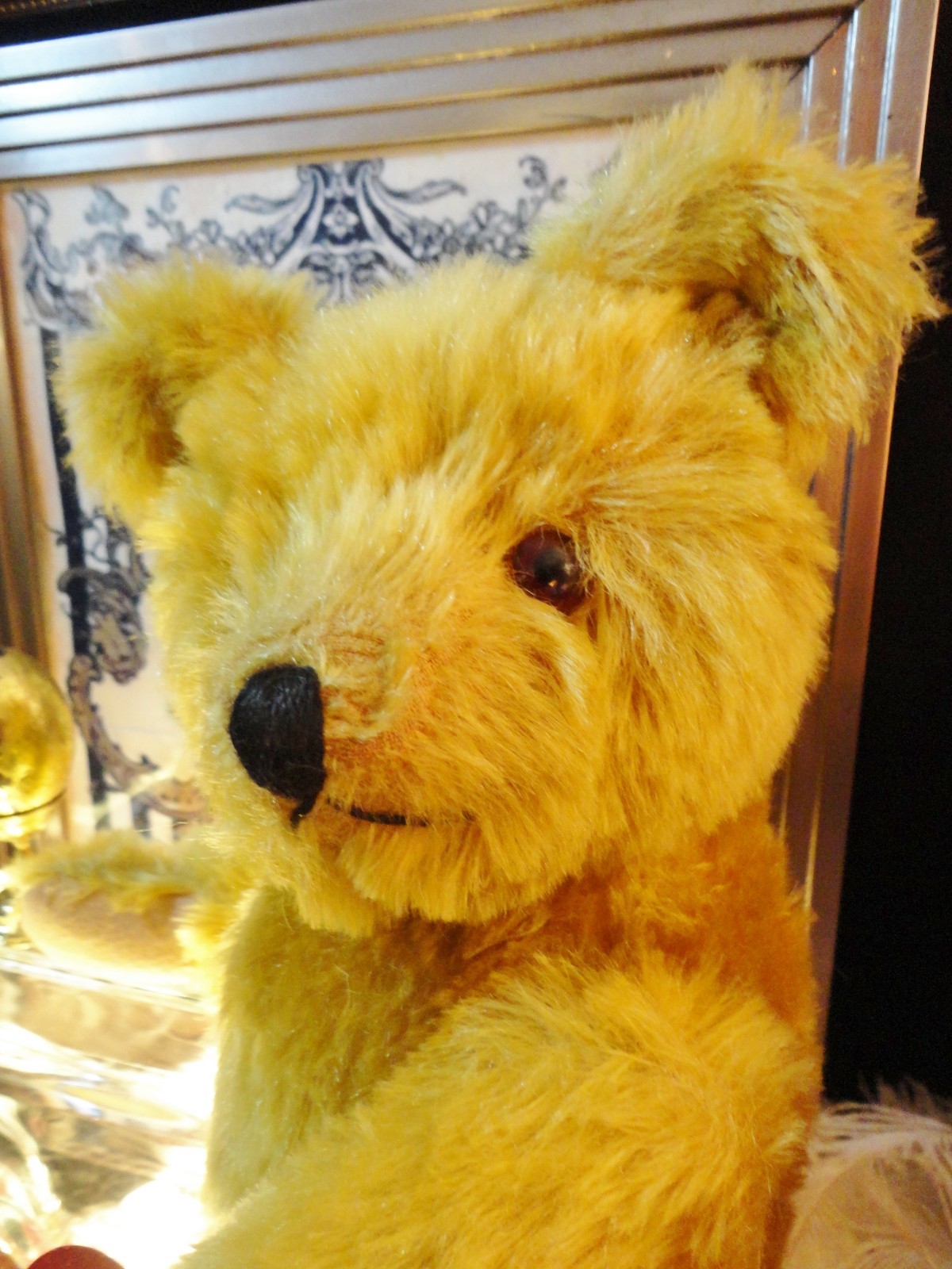 20” ANTIQUE 1930s KNICKERBOCKER TEDDY BEAR, GOLD MOHAIR FELT PADS FULLY JOINTED