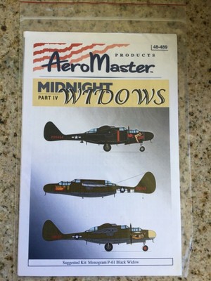 Aeromaster Decals 48-489 P-61 Black Widow decals in 1:48 Scale