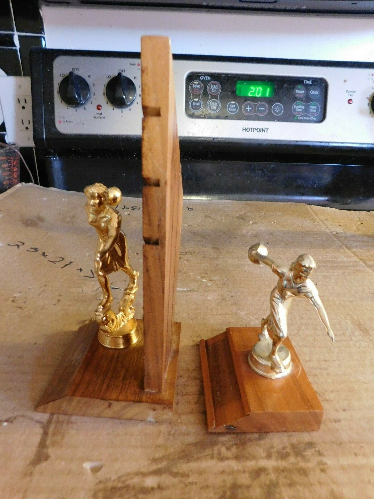 PAIR OF MID CENTURY BOWLING TROPHIES W/METAL TOPPERS GROUP #5
