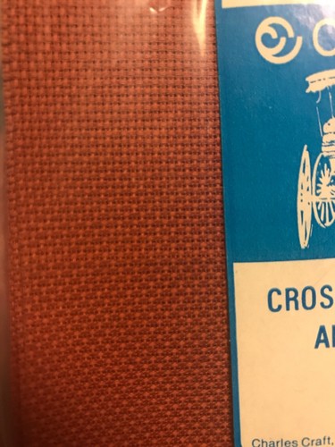 18 Count 12x18 Aida Cloth Cross Stitch Fabric Rust Burnt Orange Vintage Unopened