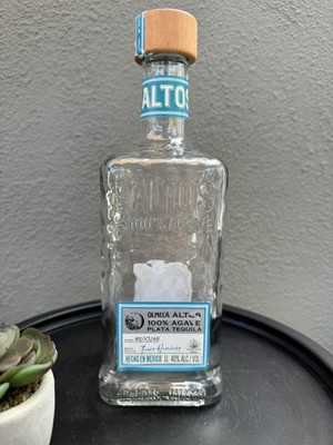 OLMECA ALTOS Tequila Silver empty Bottle 1L UPCYCLE