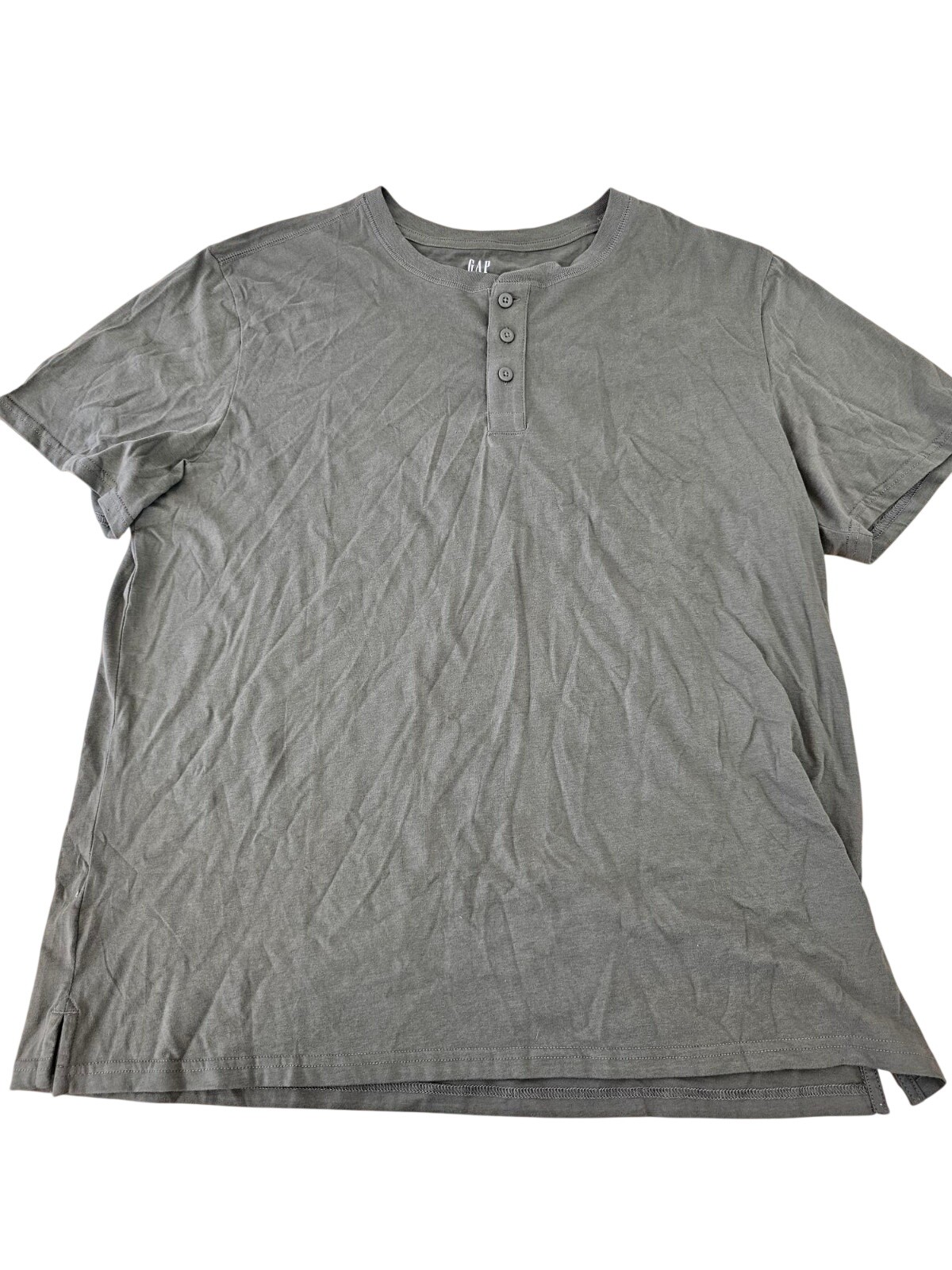 *SNAG*   GAP Men’s Short Sleeve Henley Tee T-Shirt - XL / X-LARGE - GREEN