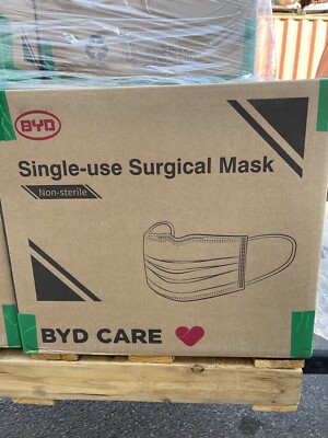 Case of BYD CARE Single-Use Surgical Protective Mask One-Size Blue 40 Boxes 