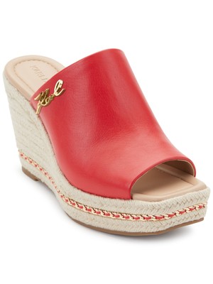 

KARL LAGERFELD Женские красные туфли без шнуровки на танкетке с цепочкой и платформой 1 дюйм, размер 5,5 м, Красный, KL402126