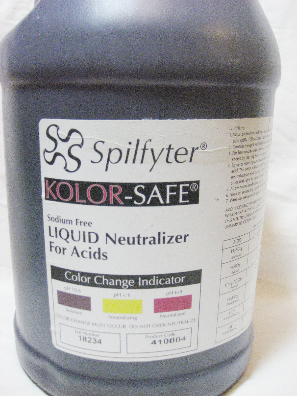 Spilfyter 410004 Specialty Spill Control Liquid Acid Neutralizer (1 Gallon)