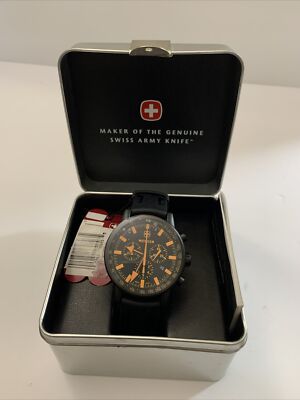 NEW Swiss Army Wenger Commando 7089X/T Chronograph Orange/ Black Watch RARE!
