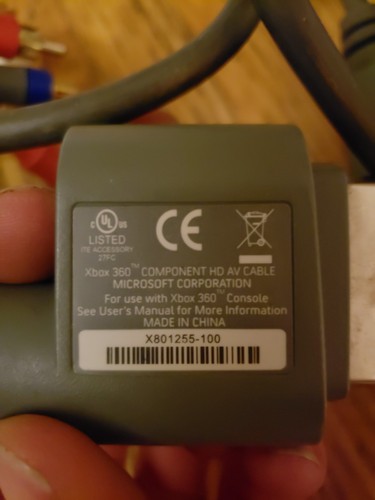 OEM XBox 360 S 360 Slim Power Supply & HD AV Component Cable Hookup Connections