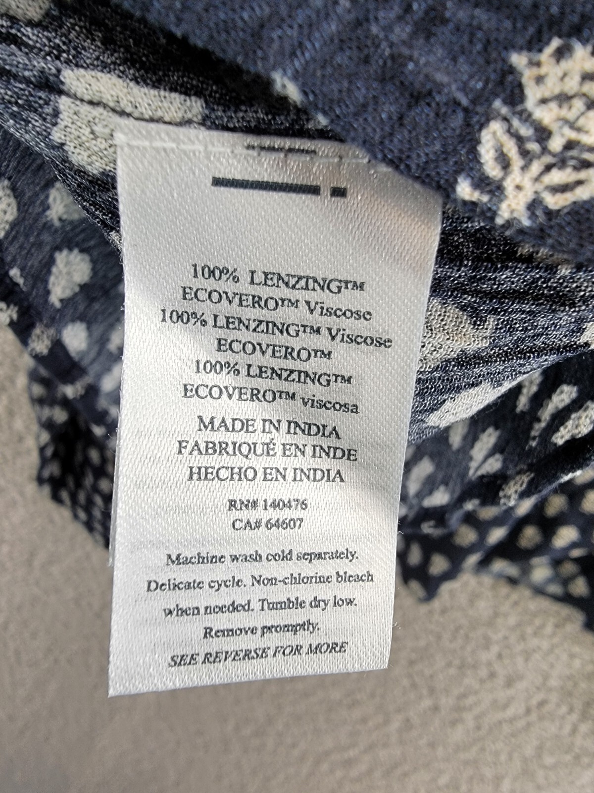 Faherty Emery Floral Peasant Blouse Women's Navy Smocked Split Neck Long Sleeve - Picture 13 of 16