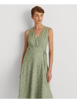 

Женское зеленое платье миди без рукавов с асимметричным подолом и завязками по бокам RALPH LAUREN, Зеленый