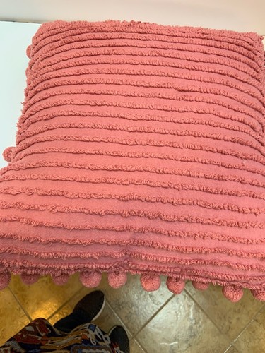 X-Large Nice Rose Pink  Chenille Reversible Throw  Pillow w/Tassels 18