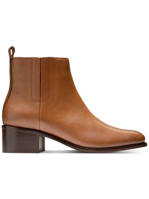 

COLE HAAN Женские Коричневые Комфортные Кожаные Ботильоны Addie Almond Toe на Блочном Каблуке, Коричневый, W21605