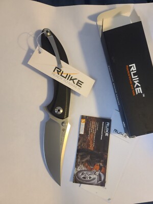 Ruike Knives P155-B Folding Knife Satin 3.5'' Blade Black G-10 Handle