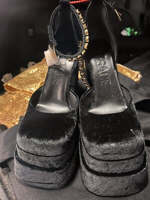 VERSACE BLACK VELVET MEDUSA AEVITAS PLATFORM PUMPS SZ.38 *NO BOX*