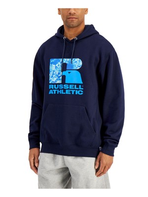 

RUSSELL ATHLETIC Мужская Темно-синяя Толстовка С Длинным Рукавом С Рисунком Draw String Hoodie, Navy, RMT1284