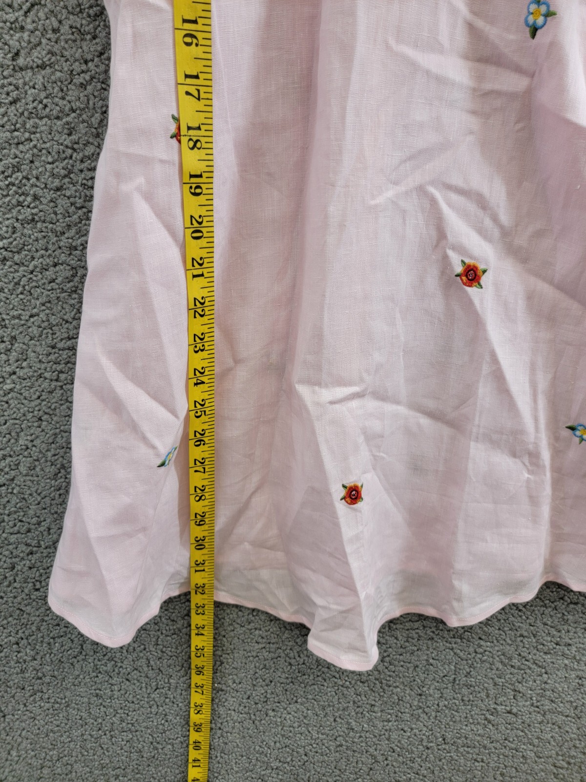 Fanm Mon Fennie Floral Embroidered Linen Dress Girls' 12 Pink Scoop Neck S/S - Picture 8 of 17