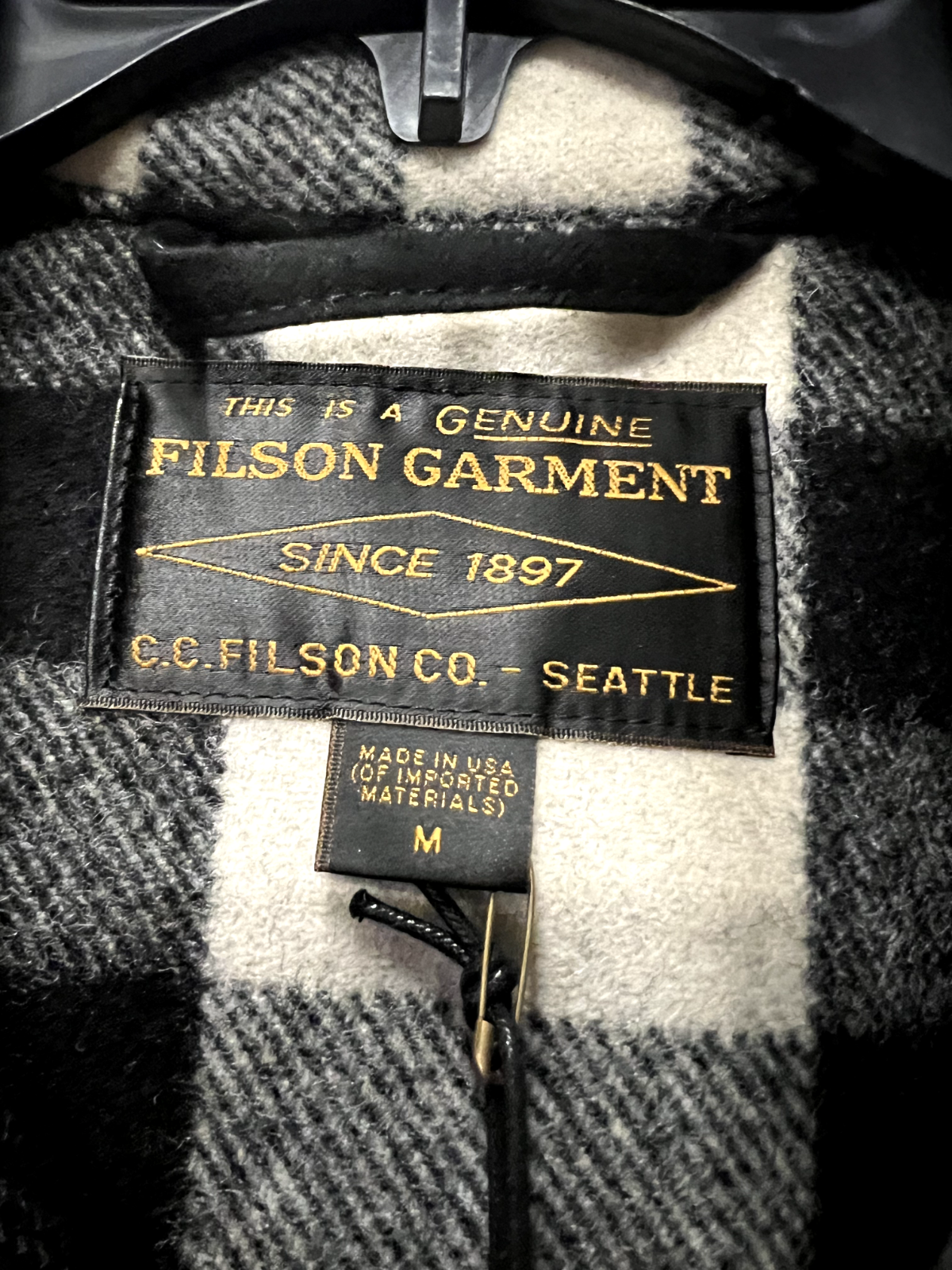 Pre-owned Filson Cc  Black Plaid Wool Mackinaw Cruiser Mens Medium Outdoor Flannel $495