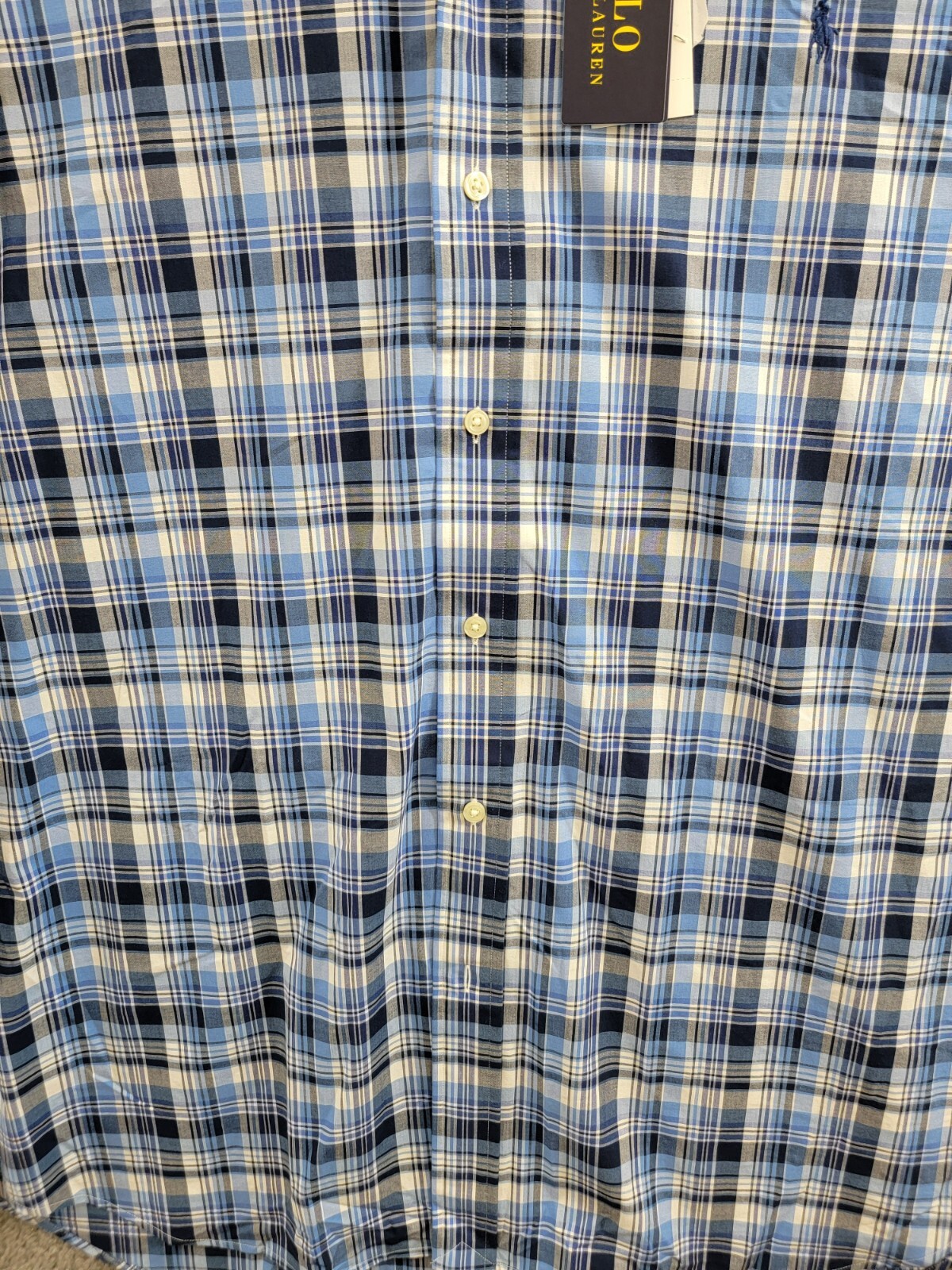 Polo Ralph Lauren Big & Tall Plaid Stretch Poplin Shirt Men's XLT Blue Multi L/S - Picture 9 of 20