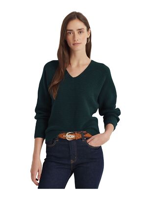 

LAUREN RALPH LAUREN Женский зеленый свитер с длинным рукавом и V-образным вырезом