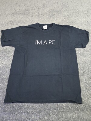 VINTAGE Microsoft Promo Shirt  I m A PC  Mens Large Black Windows Tech Coder Y2K