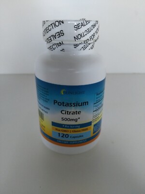 Potassium Citrate 500 mg, 120 Capsules - Gluten Free & Non-GMO High Potency