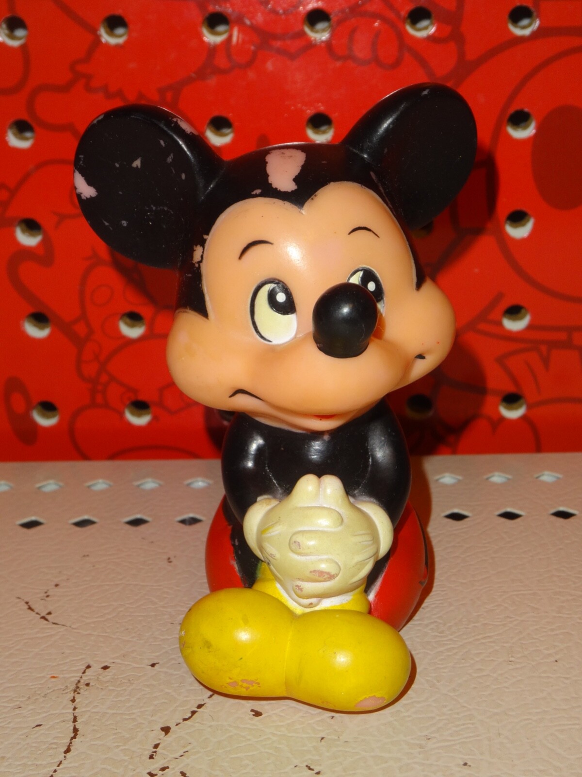 Mickey magazine 美品　レア物 Vintage Walt Disney Mickey Mouse Rubber Squeak Squeeze Toy