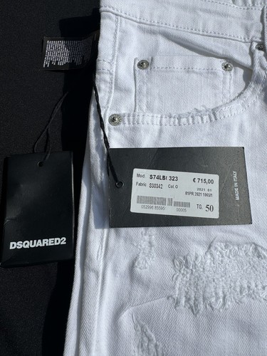 Pre-owned Dsquared2 Skater Style Jeans Crotch Slim Bottom /slim Jean White Size 48 Eu