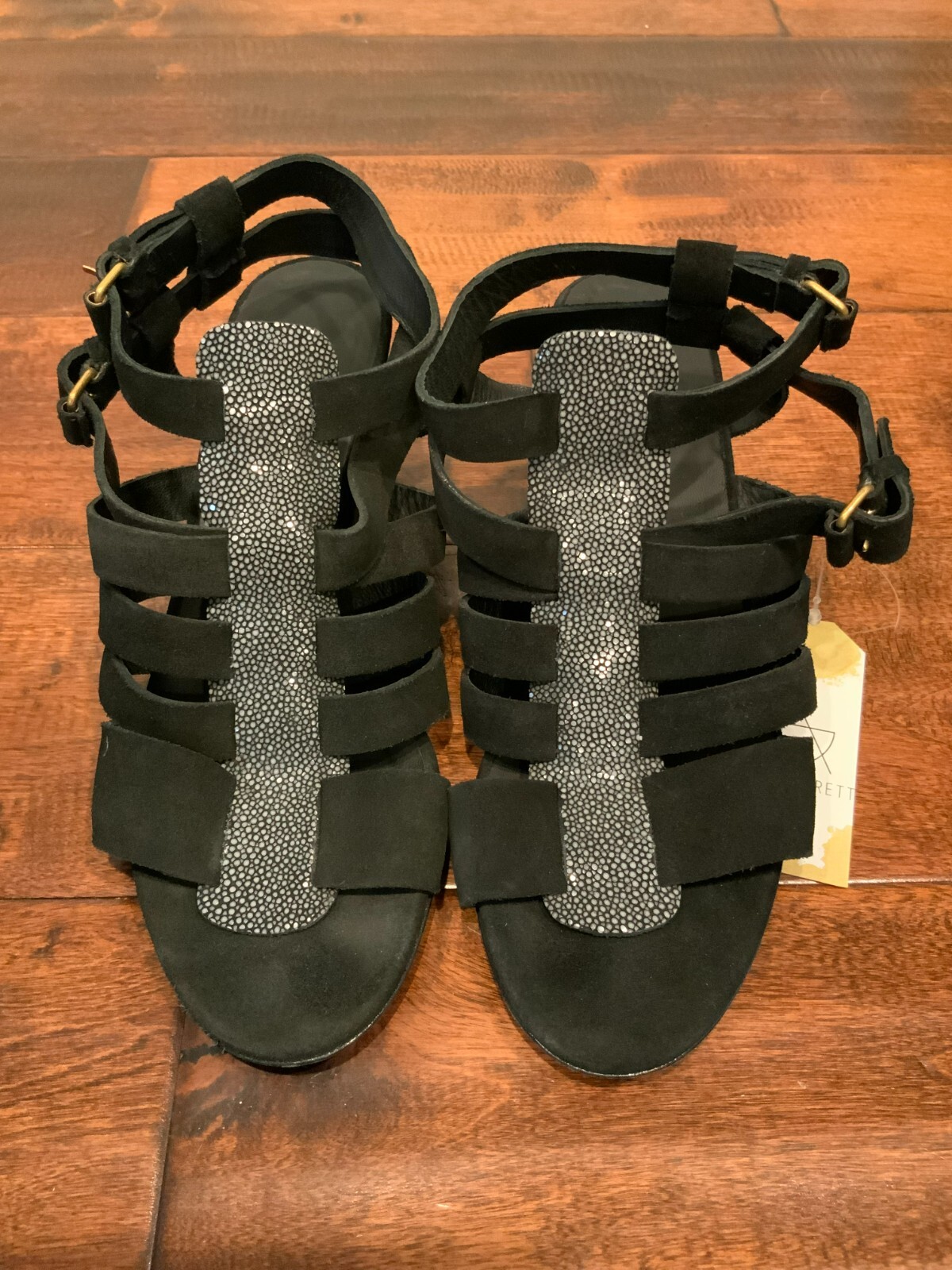 Balenciaga Black Leather Strappy Sandal Wedge Heels, Size Balenciaga Black Leather Strappy Sandal Wedge Heels, Size