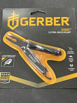 GERBER DIME 12 Tool Multi-Plier. Stainless Steel. Keychain Compatible. Black. 