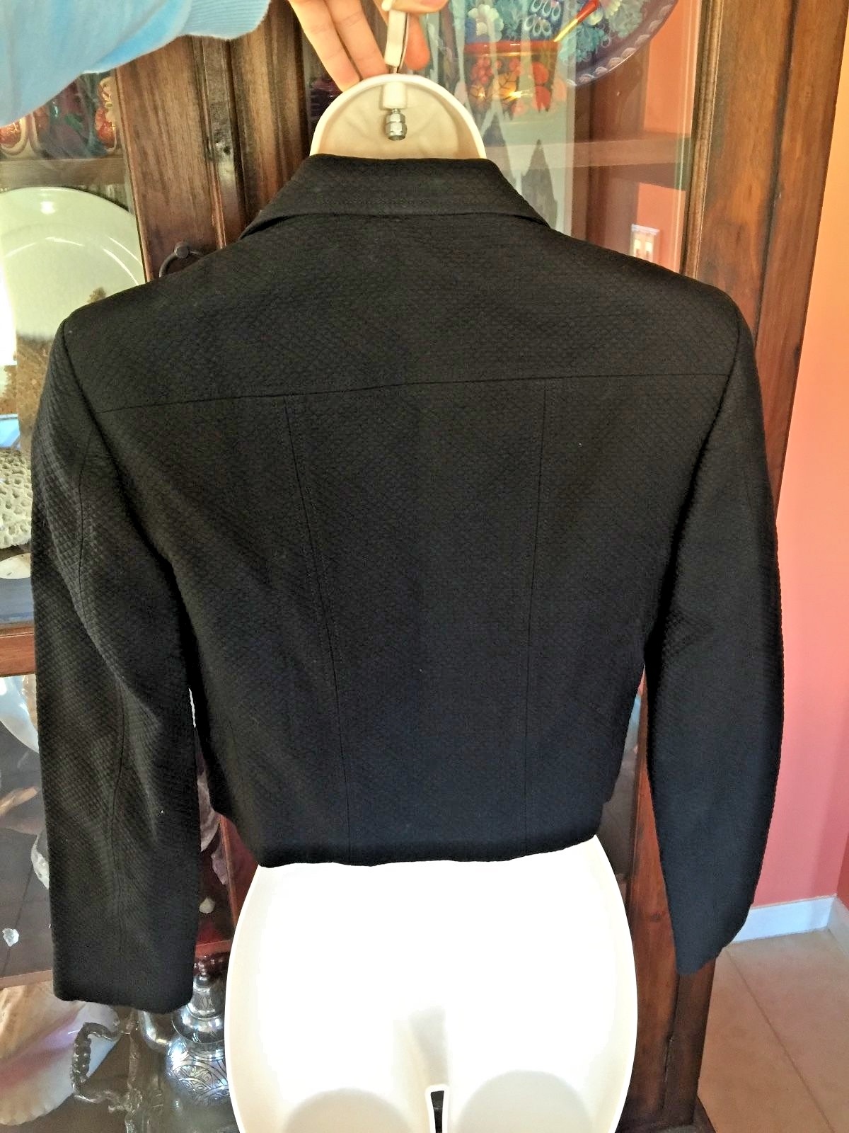 Moschino Cheap & Chic Black Lined Strawberry Buttons Long Sleeve Jacket Sz 6