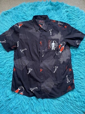 DEVO Button Up Pattern Shirt Middle Of Beyond  Duty Now for the Future