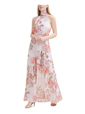 

ELIZA J Женское розовое длинное вечернее платье без рукавов с вырезом на завязках и подкладке, Розовый