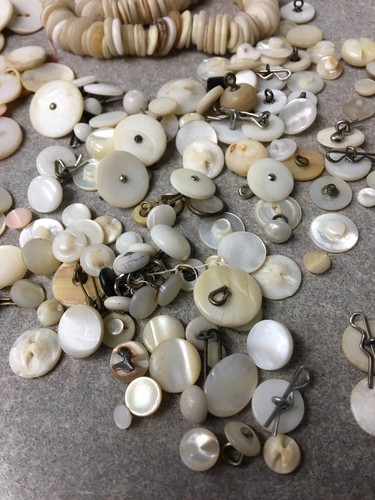 Vintage Mother of Pearl Buttons Lot Collection Shy1.5 lbs Carved Small Medium