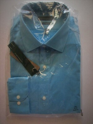 PERRY ELLIS Slim Fit Non Iron MENS SHIRT 16 1/2 34/35 NEW Blue Ice NWT $69 