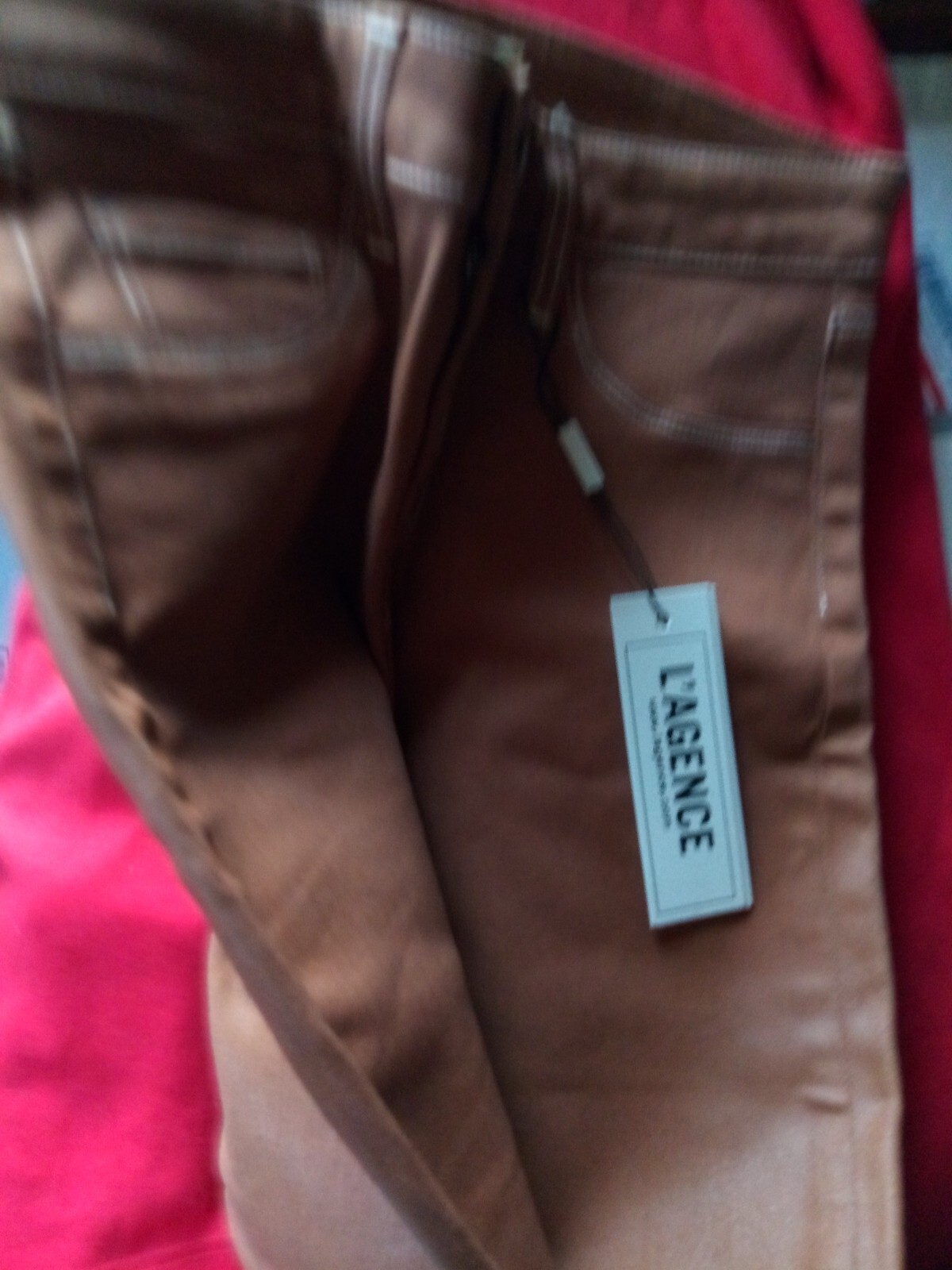 Pre-owned L'agence Women's Us Size 24 Margot Coated Skinny Jeans Java With Tags In Brown