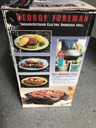George Foreman 240 Square Inch Circular BBQ Indoor Outdoor Electric Grill Silver
