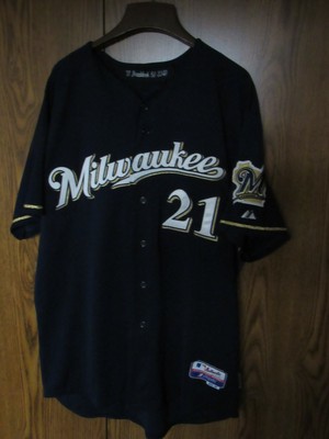 ZACH BRADDOCK 2011 Milwaukee Brewers game used baseball jersey 48 MLB Majestic
