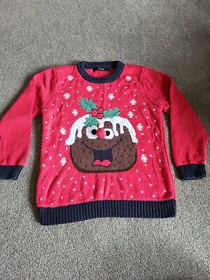 Unisex Christmas Pudding Red 3D Jumper - 5 - 6 Years - by Asda