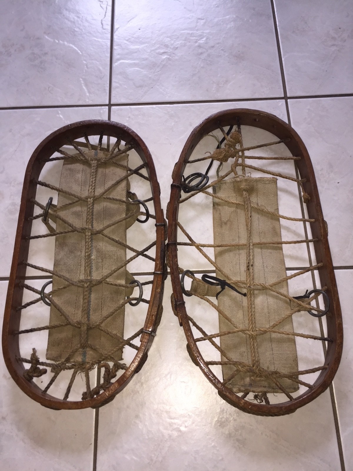 Vintage Canadian WWII Era Bear Paw Snow Shoes