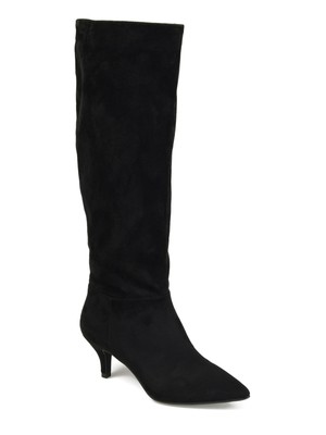

JOURNEE COLLECTION Женские черные сапоги с напуском Vellia Toe Kitten Heel Slip On Boots, Черный, VELLIA-WC