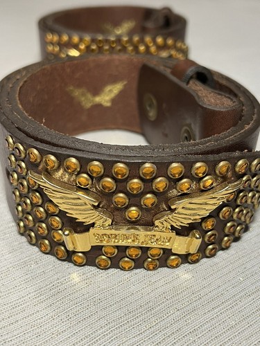 Pre-owned Handmade Robins Jean, Hand Made Leather Belt W/ Gold Swarovski 100% Hand Made In Italy