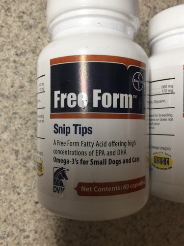 New Free Form Snip Tips Omega-3 for Small Dogs and Cats(2x 60 capsules)120 total
