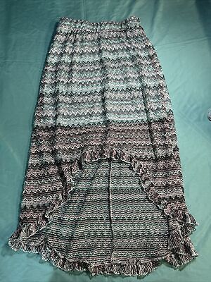 No Boundaries High Low Lace Turquoise Skirt Size Large 11-13 Elastic Waist Kids