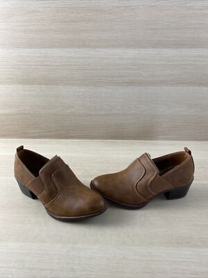 NWB EuroSoft ALENA Cognac Leather Slip On Block Heel Ankle Boots Womens Size 6 M