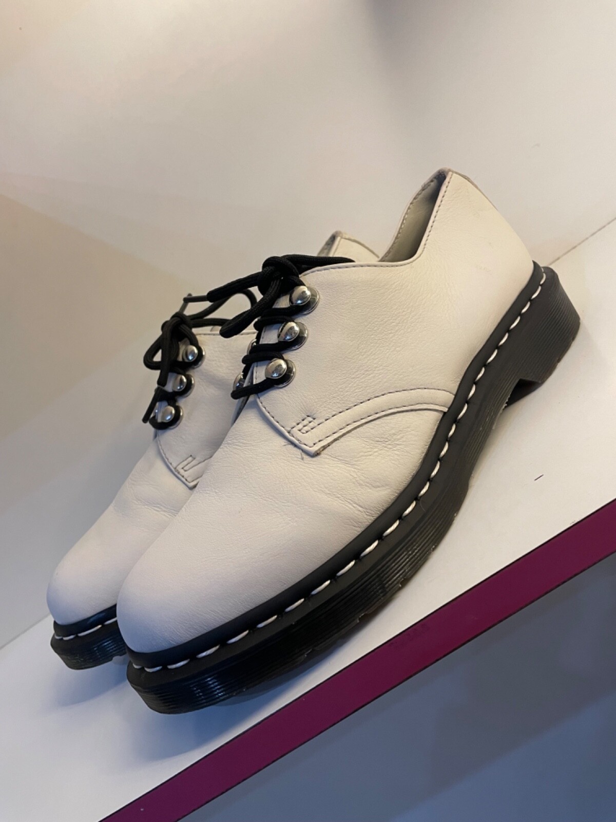 Dr. Martens 1461 HDW ホワイト 4 UK Dr. Martens 1461 Patent White Leather Lamper Oxfords Shoes