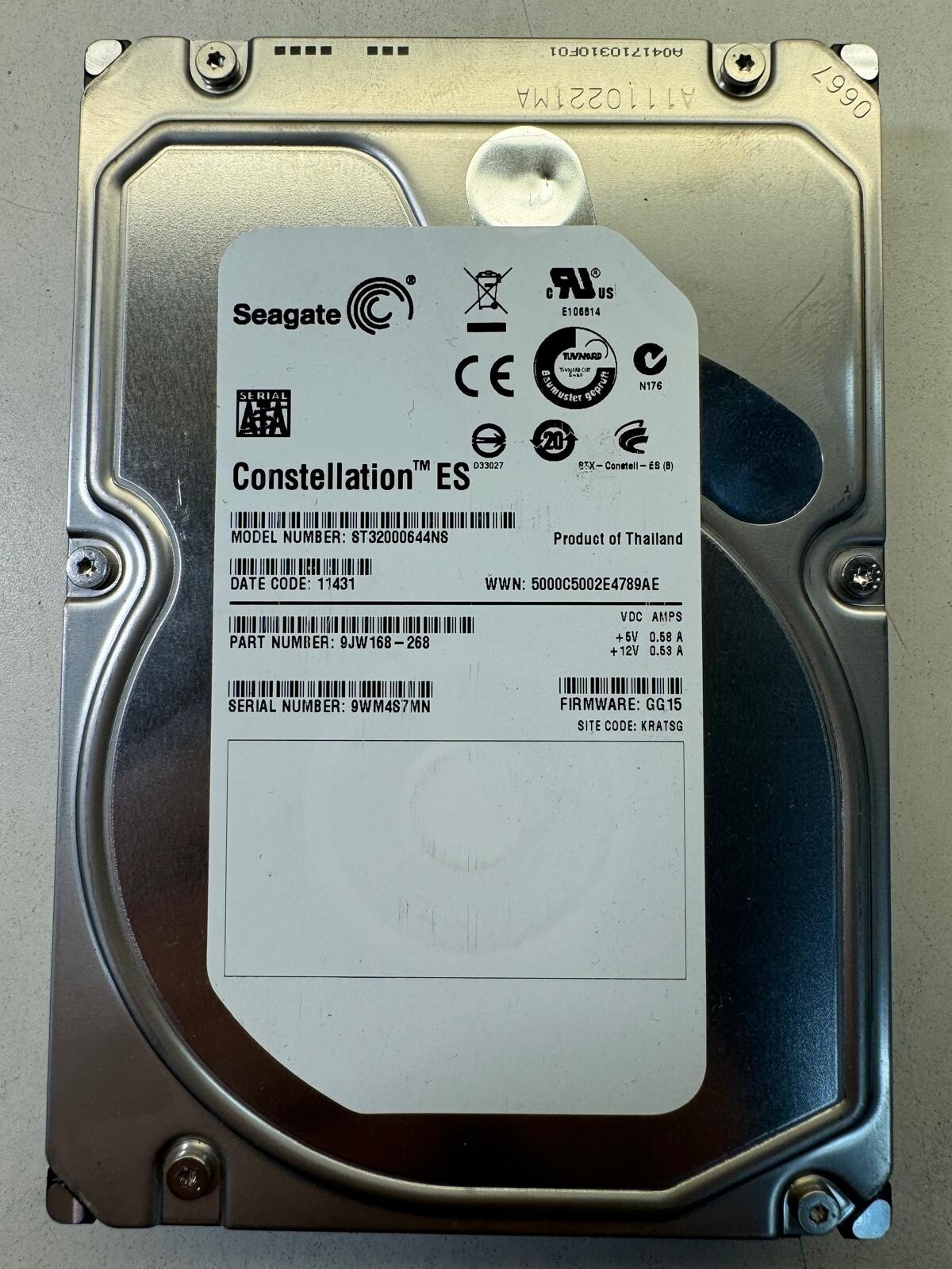 SEAGATE ST32000644NS 9JW168-268 2TB 7.2K RPM 64MB CACHE 3 Gb/s SATA 3.5 SEAGATE ST32000644NS 9JW168-268 2TB 7.2K RPM 64MB CACHE 3 Gb/s SATA 3.5