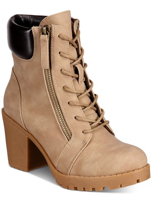 

ZIGI SOHO Womens Beige For Snug Fit Zipper Kayne Round Toe Block Heel Boots, Бежевый, KAYNE