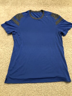 Lululemon Athletic T-Shirt Mens S Blue Short Sleeve Crew Neck Polyester Stretch