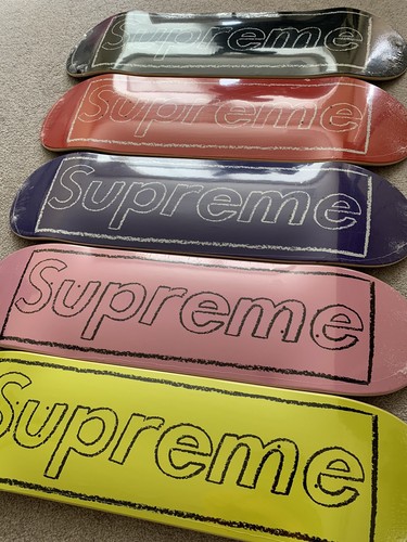 supreme kaws chalk logo skateboard deck black